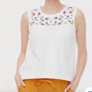 EUC J Crew Tank with Flower Embroidery